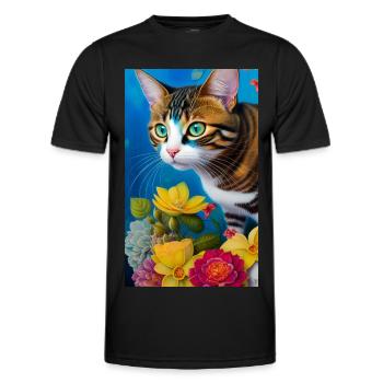 Niedliche kurzhaarige Hauskatze - Männer Funktions-T-Shirt - Schwarz - Vorne - AI Model Male 178 dark (178cm)