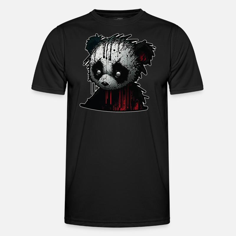 Spooky sad Panda - Männer Funktions-T-Shirt - Schwarz