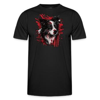 Border Collie - Men's Functional T-Shirt - black - Front - AI Model Male 178 dark (178cm)