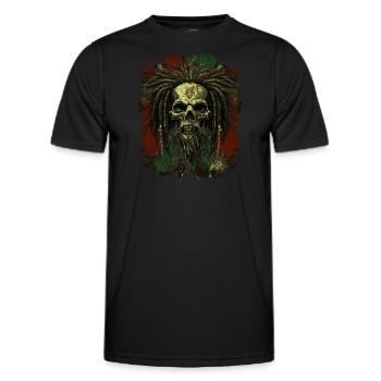Crâne de zombie rastafari - T-shirt sport Homme - noir - Devant - AI Model Male 178 dark (178cm)