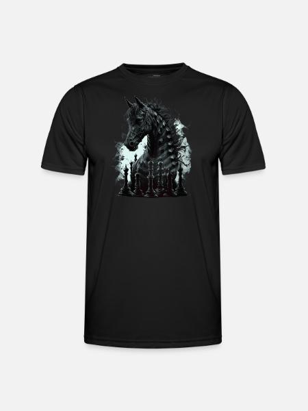 Springer Schach Pferd - Männer Funktions-T-Shirt - Schwarz