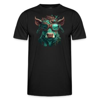 Une vache steampunk - T-shirt sport Homme - noir - Devant - AI Model Male 178 dark (178cm)