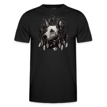 Bull Terrier and Dreamcatcher - Men's Functional T-Shirt - black - Front - AI Model Male 178 dark (178cm)