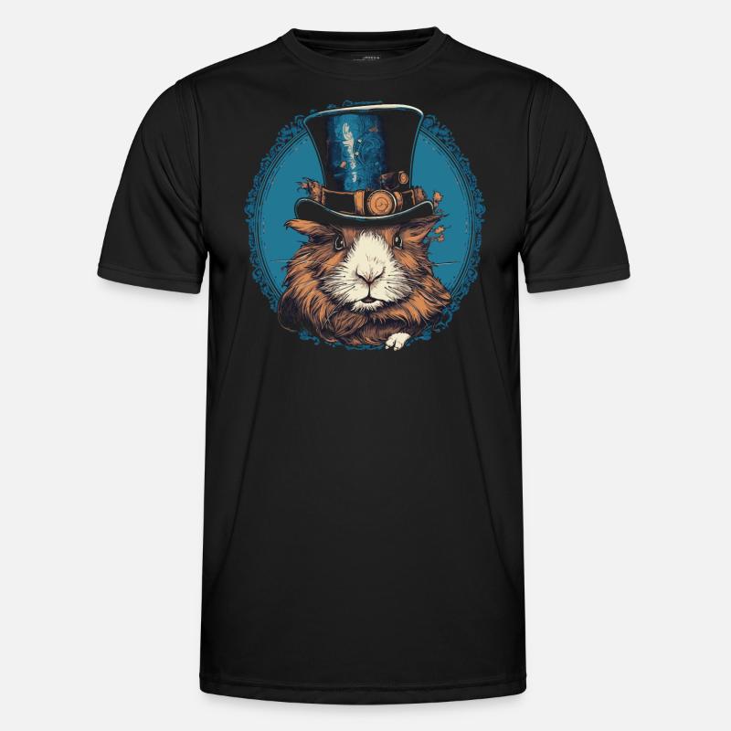 Steampunk guinea pig - Men's Functional T-Shirt - black