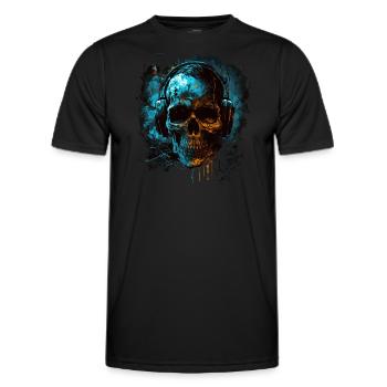 Disc Jockey à crâne de zombie - T-shirt sport Homme - noir - Devant - AI Model Male 178 dark (178cm)