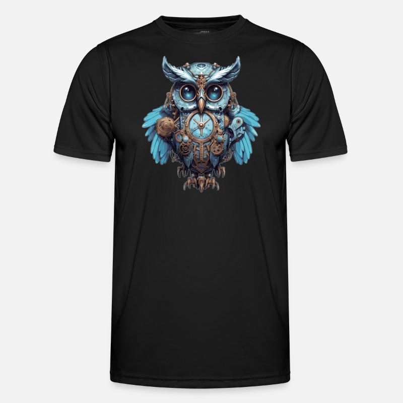 Bunte Steampunk Eule - Männer Funktions-T-Shirt - Schwarz