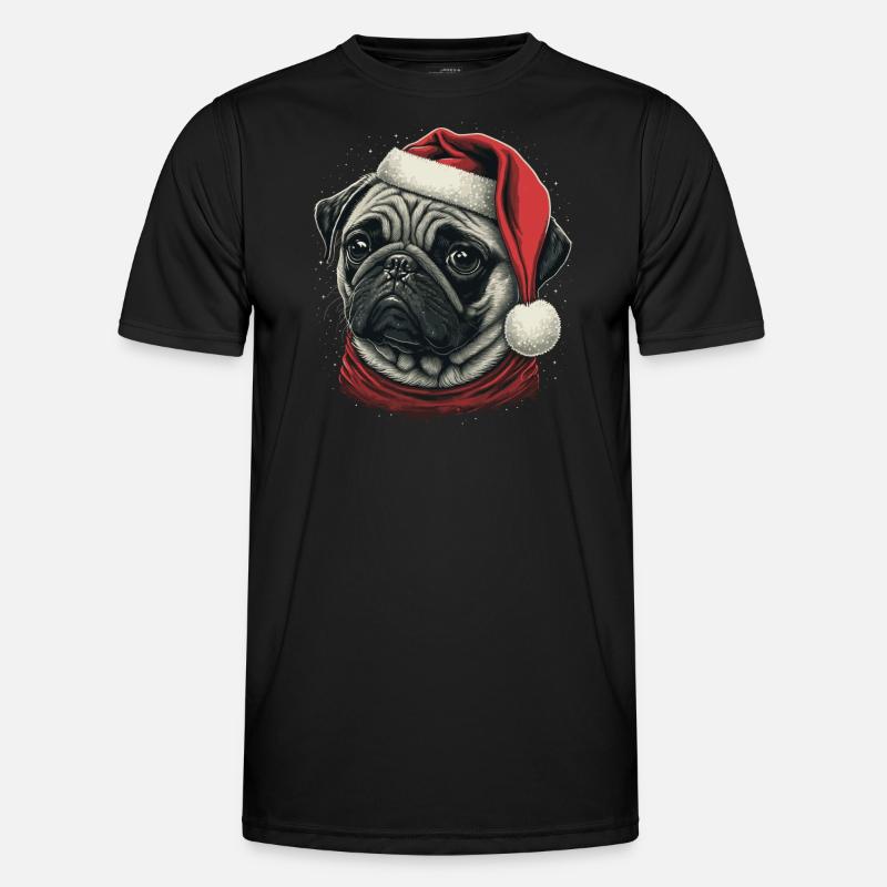 Mops xmas - Männer Funktions-T-Shirt - Schwarz