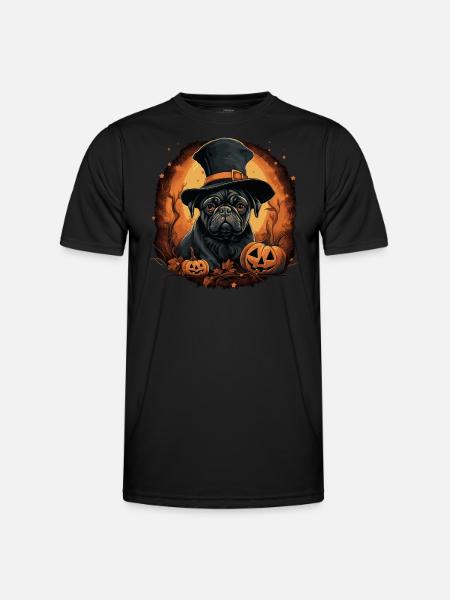 Carlin d’Halloween mignon - T-shirt sport Homme - noir