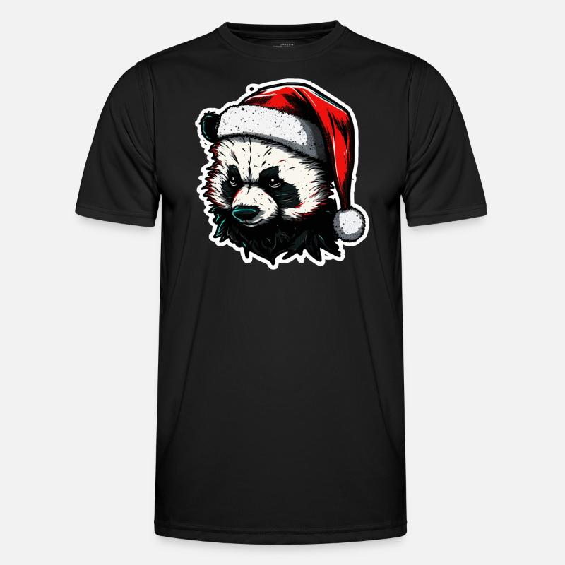 Spooky xmas Panda - Männer Funktions-T-Shirt - Schwarz
