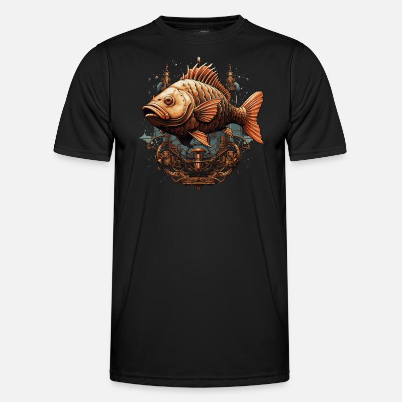 Karpfen Steampunk Männer Funktions-T-Shirt