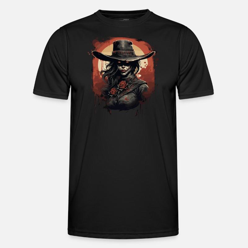 Emo Cowboy Zombie Mädchen Männer Funktions-T-Shirt