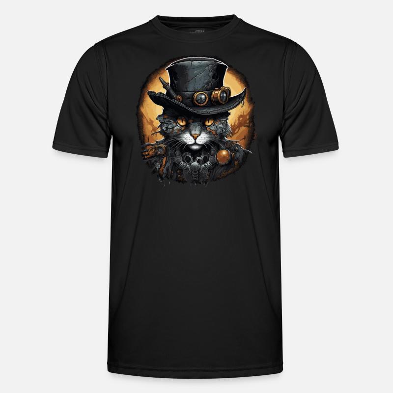 Steampunk Katze Männer Funktions-T-Shirt