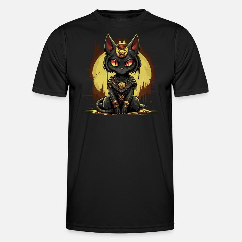 Pharao Tempel Katze - Männer Funktions-T-Shirt - Schwarz