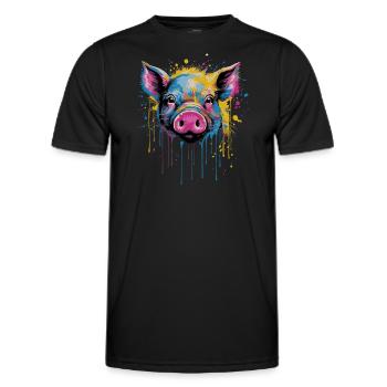 Funny Piglet - Men's Functional T-Shirt - black - Front - AI Model Male 178 dark (178cm)