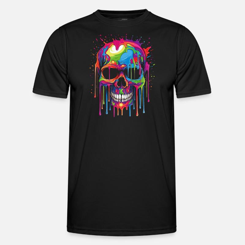 Popart Schädel - Männer Funktions-T-Shirt - Schwarz