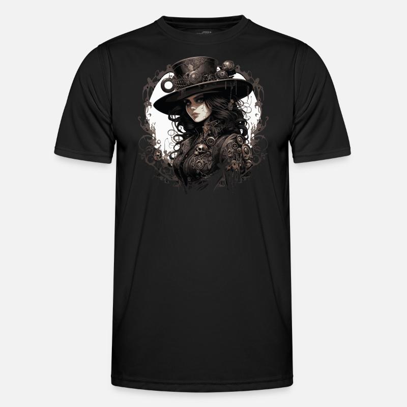 Emo Cowboy Steampunk Mädchen - Männer Funktions-T-Shirt - Schwarz