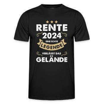 RENTE 2024 - EINE LEGENDE VERLÄSST DAS GELÄNDE! - Männer Funktions-T-Shirt - Schwarz - Vorne - AI Model Male 178 dark (178cm)