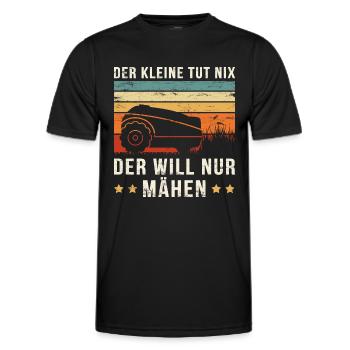 DER KLEINE TUT NIX DER WILL NUR MÄHEN Mähroboter - Männer Funktions-T-Shirt - Schwarz - Vorne - AI Model Male 178 dark (178cm)