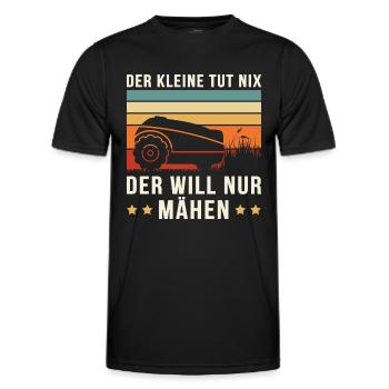 DER KLEINE TUT NIX DER WILL NUR MÄHEN | Mähroboter - Männer Funktions-T-Shirt - Schwarz - Vorne - AI Model Male 178 dark (178cm)