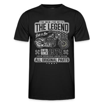 1979 Vintage Man Myth Legend Moto - T-shirt sport Homme - noir - Devant - AI Model Male 178 dark (178cm)