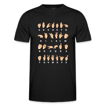 Gebärdensprache ASL Alphabet Gehörloses Geschenk - Männer Funktions-T-Shirt - Schwarz - Vorne - AI Model Male 178 dark (178cm)