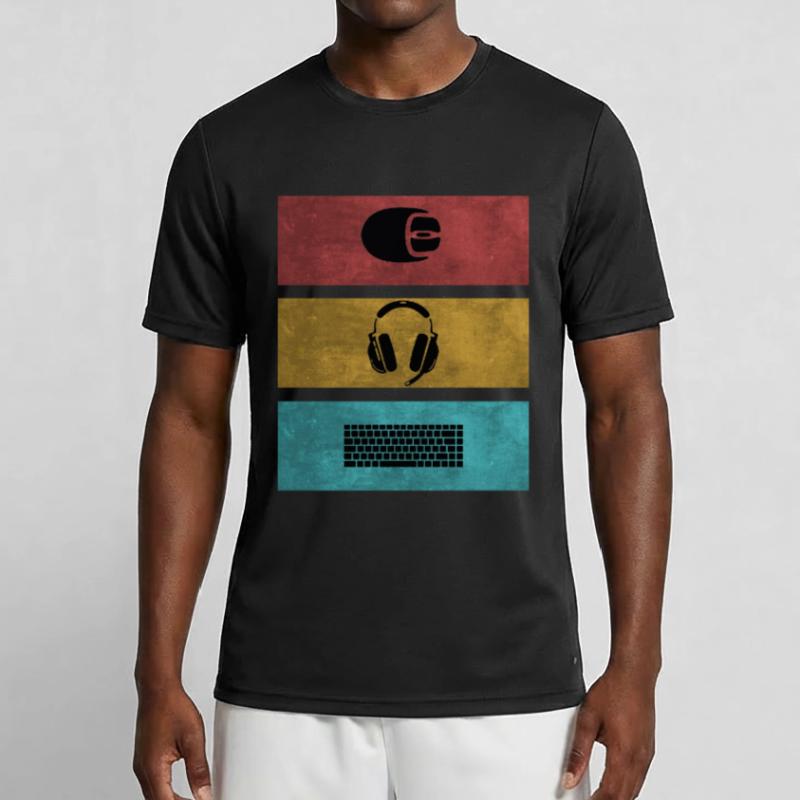 Basic Gamer Setup Programer Headset Mouse Keyboard Men's Functional T-Shirt