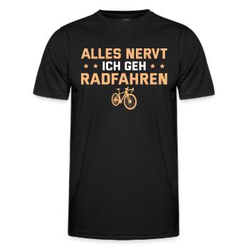 Alles nervt Ich geh Radfahren - Männer Funktions-T-Shirt - Schwarz - Vorne - AI Model Male 178 dark (178cm)