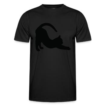 Cat Yoga - T-shirt sport Homme - noir - Devant - AI Model Male 178 dark (178cm)