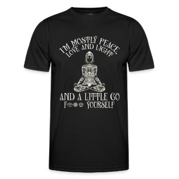 I Am Mostly Peace Love And Light - Men's Functional T-Shirt - black - Front - AI Model Male 178 dark (178cm)