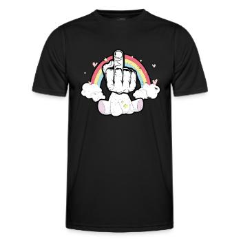 Unicorn Middle Finger Nerd - T-shirt sport Homme - noir - Devant - AI Model Male 178 dark (178cm)