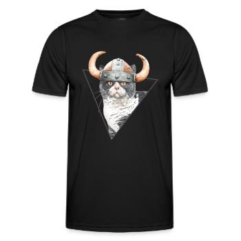 Viking Kitty Cat - Men's Functional T-Shirt - black - Front - AI Model Male 178 dark (178cm)