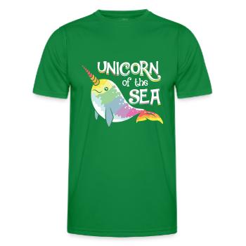 Narwhal - Unicorns of the Sea - Beach Summer Art - Männer Funktions-T-Shirt - Kelly Green - Vorne - AI Model Male 178 dark (178cm)