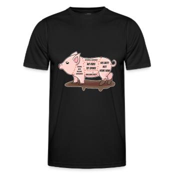 Vegan Pig Parts Anti Butcher - Männer Funktions-T-Shirt - Schwarz - Vorne - AI Model Male 178 dark (178cm)