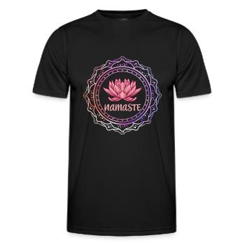 Yoga - Namaste Meditate Flower - Studio - Männer Funktions-T-Shirt - Schwarz - Vorne - AI Model Male 178 dark (178cm)