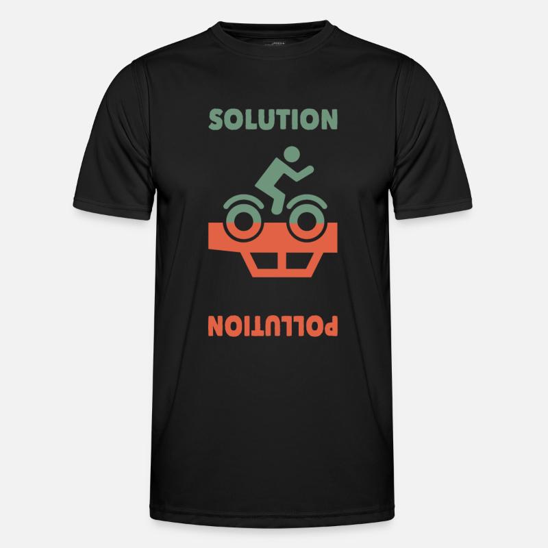 Bicycle Cycling - Solution - Pollution - Love - Männer Funktions-T-Shirt - Schwarz