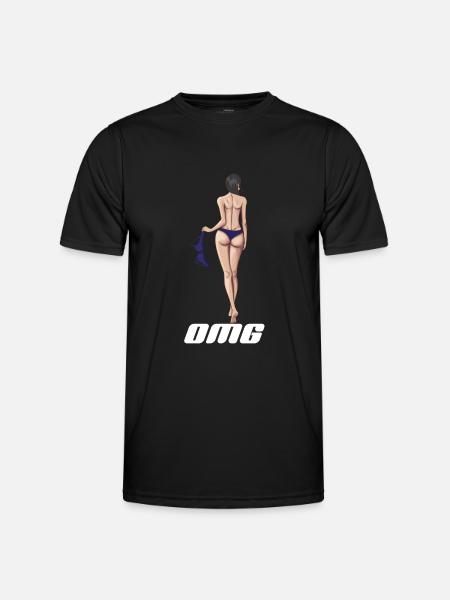 Woman OMG Naked Sexy Adult Woman Nude Swimsuit - Men's Functional T-Shirt - black