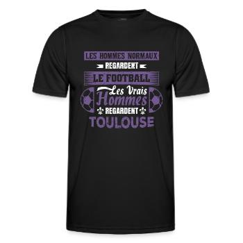 les vrais hommes regardent toulouse fans club foot - T-shirt sport Homme - noir - Devant - AI Model Male 178 dark (178cm)