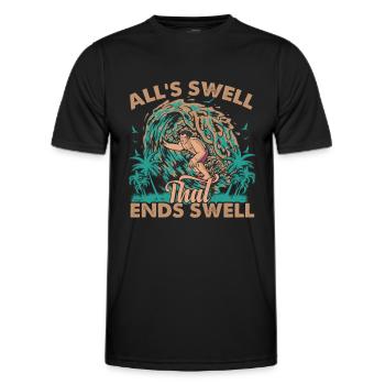 All's Swell That Ends Swell - Surfing - Surfer - Men's Functional T-Shirt - black - Front - AI Model Male 178 dark (178cm)