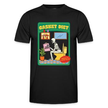 Casket Diet - Vegan Recipes - Skelly's 3 Step Plan - Men's Functional T-Shirt - black - Front - AI Model Male 178 dark (178cm)