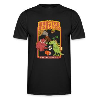 Monster Disaster - Notice Of Extinction - Dinosaur - Men's Functional T-Shirt - black - Front - AI Model Male 178 dark (178cm)
