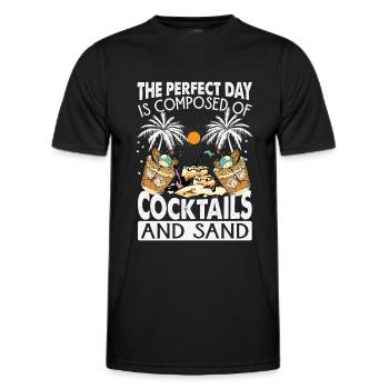The Perfect Day Is Composed Of Cocktails And Sand - Men's Functional T-Shirt - black - Front - AI Model Male 178 dark (178cm)