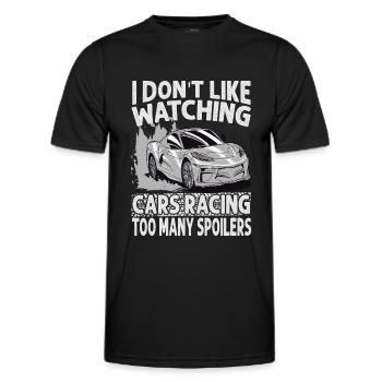 I Don't Like Watching Cars Racing Too Many Spoiler - Men's Functional T-Shirt - black - Front - AI Model Male 178 dark (178cm)
