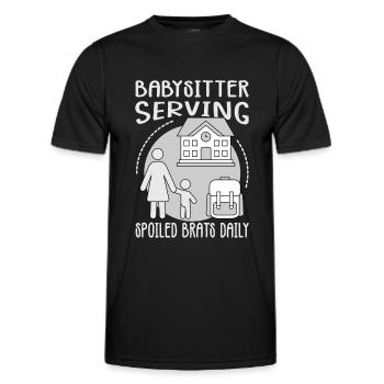 Babysitter Serving Spoiled Brats Daily - Funny Bab - Men's Functional T-Shirt - black - Front - AI Model Male 178 dark (178cm)