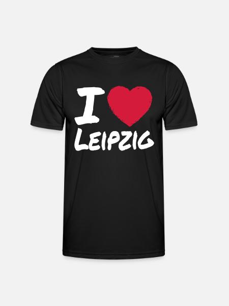 I Love Leipzig - Männer Funktions-T-Shirt - Schwarz