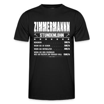 Zimmermann Stundenlohn Gehalt Zimmerer Spruch - Männer Funktions-T-Shirt - Schwarz - Vorne - AI Model Male 178 dark (178cm)
