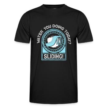 Swimming pool Waterslide Outdoor pool Slides - Men's Functional T-Shirt - black - Front - AI Model Male 178 dark (178cm)