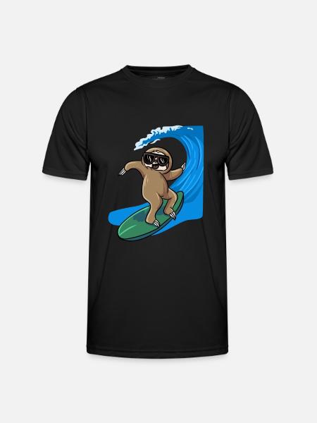 Sloth Surfer Surfboard Surfboard - Men's Functional T-Shirt - black