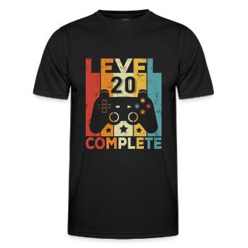 Level 20 Complete Geburtstag 20 Jahre Mann Frau - Männer Funktions-T-Shirt - Schwarz - Vorne - AI Model Male 178 dark (178cm)