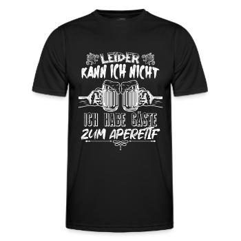 Leider kann ich nicht ich habe gäste zum aperetif - Männer Funktions-T-Shirt - Schwarz - Vorne - AI Model Male 178 dark (178cm)