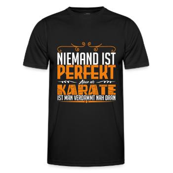 Karate Kampfsport Niemand ist perfekt aber als ! - Männer Funktions-T-Shirt - Schwarz - Vorne - AI Model Male 178 dark (178cm)